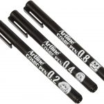 Pack rotuladores calibrados negros punta fina (0,2 - 0,4 - 0,8) UNI Artline