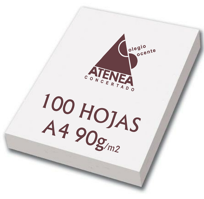 Paquete de 100 folios blanco DIN A4 - Colegio Atenea