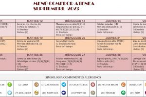 menu comedor Atenea septiembre 2023
