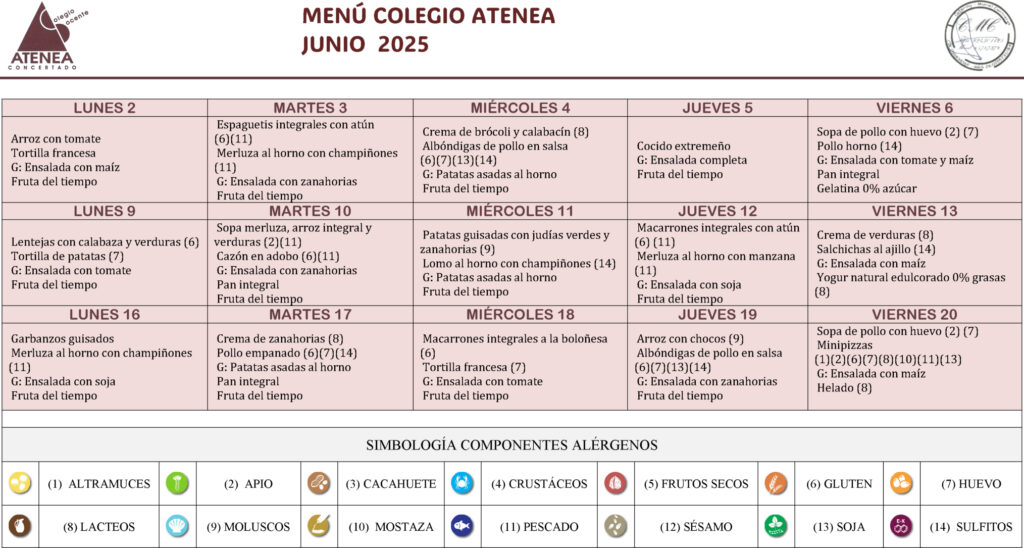 Menú junio 2025