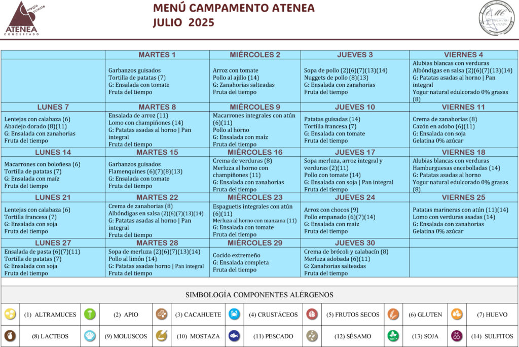 Menú julio 2025