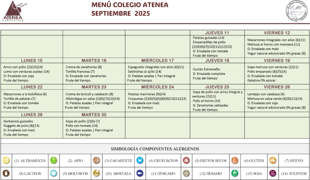 Menú septiembre 2025